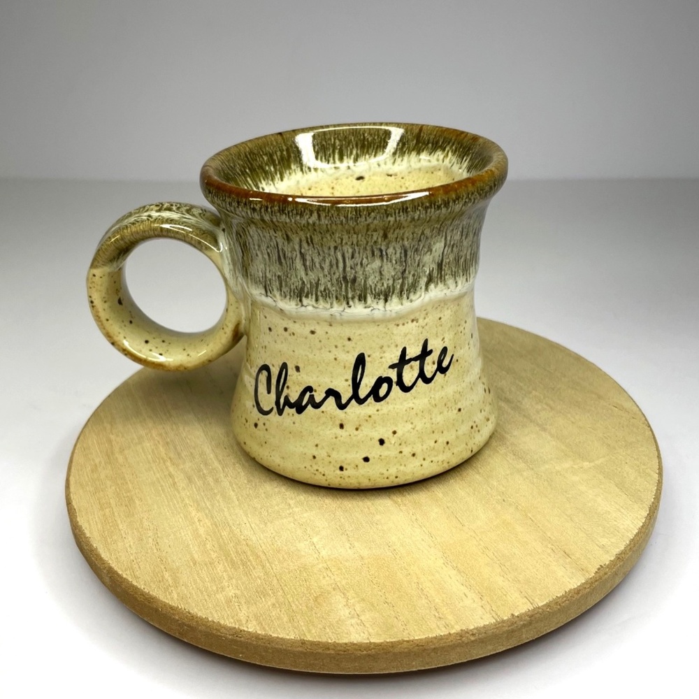 Vintage 1983 Clay in Mind Coffee Mug Studio Art Pottery Personalized Charlotte